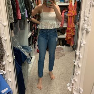 High waisted super stretchy skinny jeans with knee slits
